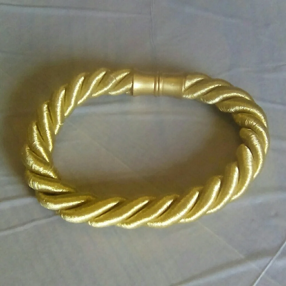 VIP Signed Gold Colored Twisted Fabric Choker Necklace